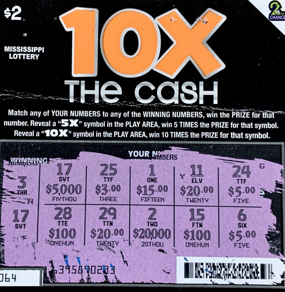 A Marion County woman won $5,000 on a 10x the Cash scratch-off game purchased from Flash Market LLC #241 on Hwy. 587, Foxworth.