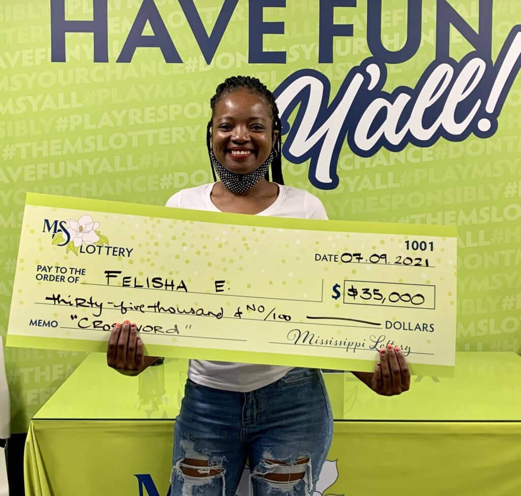 Felisha E. of Cleveland won $35,000 on a Bonus Crossword scratch-off game purchased from Henard One Stop Tobacco and Beer LLC on E. Sunflower Rd., Cleveland.