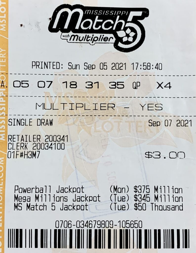 A Louisville woman won $800 on a Mississippi Match 5 ticket purchased from Js Food and Gas #2 on Hwy. 25 S., Louisville.