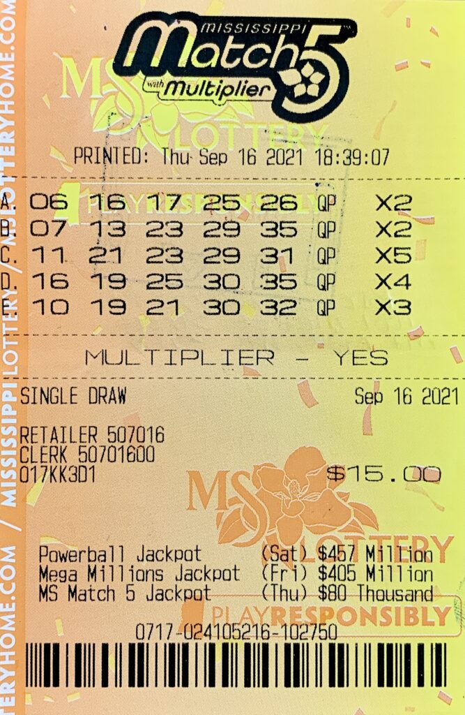 A Mount Olive woman won $1,000 on a Mississippi Match 5 ticket purchased from Cefco Convenience Store #540 on Simpson Hwy. 49 S., Magee.