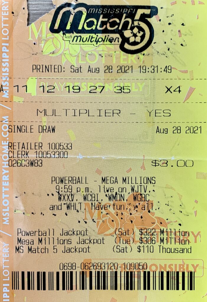 A Woodville man won $800 on a Mississippi Match 5 ticket purchased from Go Mart on Sgt. Prentiss Dr., Natchez.