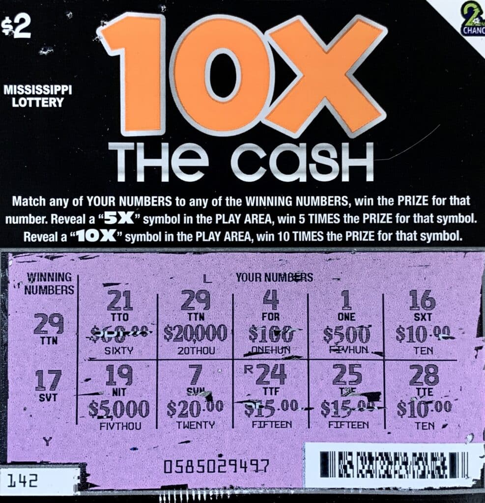 A Hazlehurst woman won $20,000 on a 10x the Cash scratch-off game purchased from Quick Trip on Green Gable Rd., Terry.