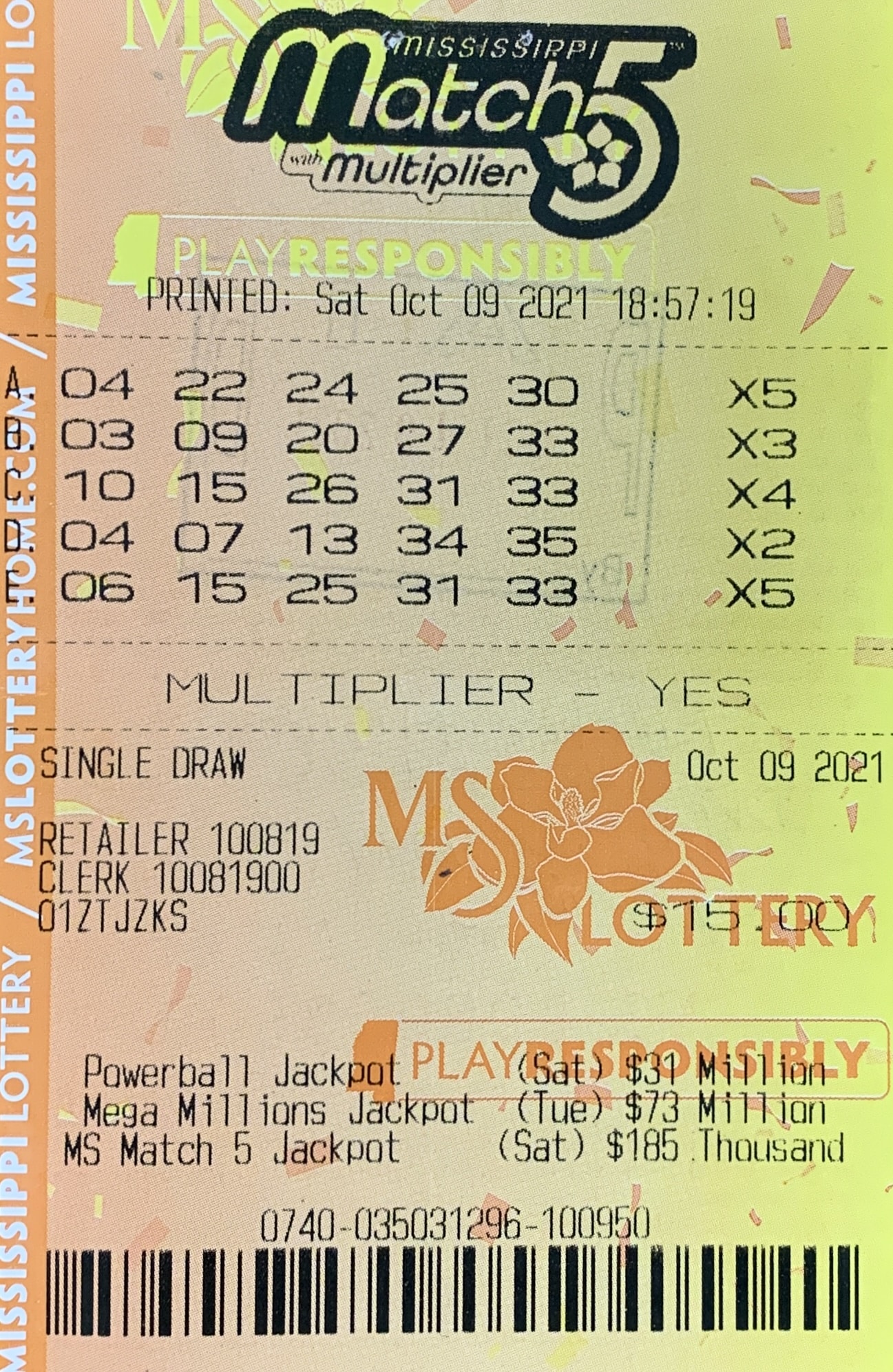 A Drew woman won $1,000 on a Mississippi Match 5 ticket purchased from Trusa Enterprises Inc on Hwy. 49, Drew.