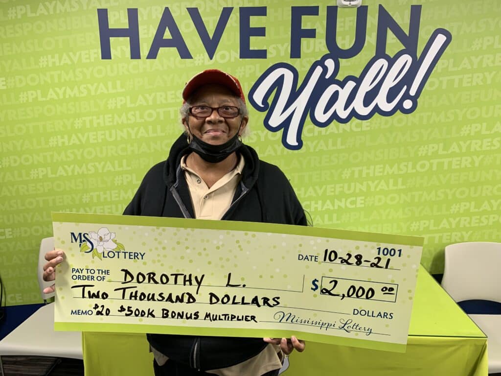 Dorothy L. of Jackson won $2,000 on a $500,000 Bonus Multiplier scratch-off game purchased from JJ’s Food Mart on W. Northside Dr., Jackson.