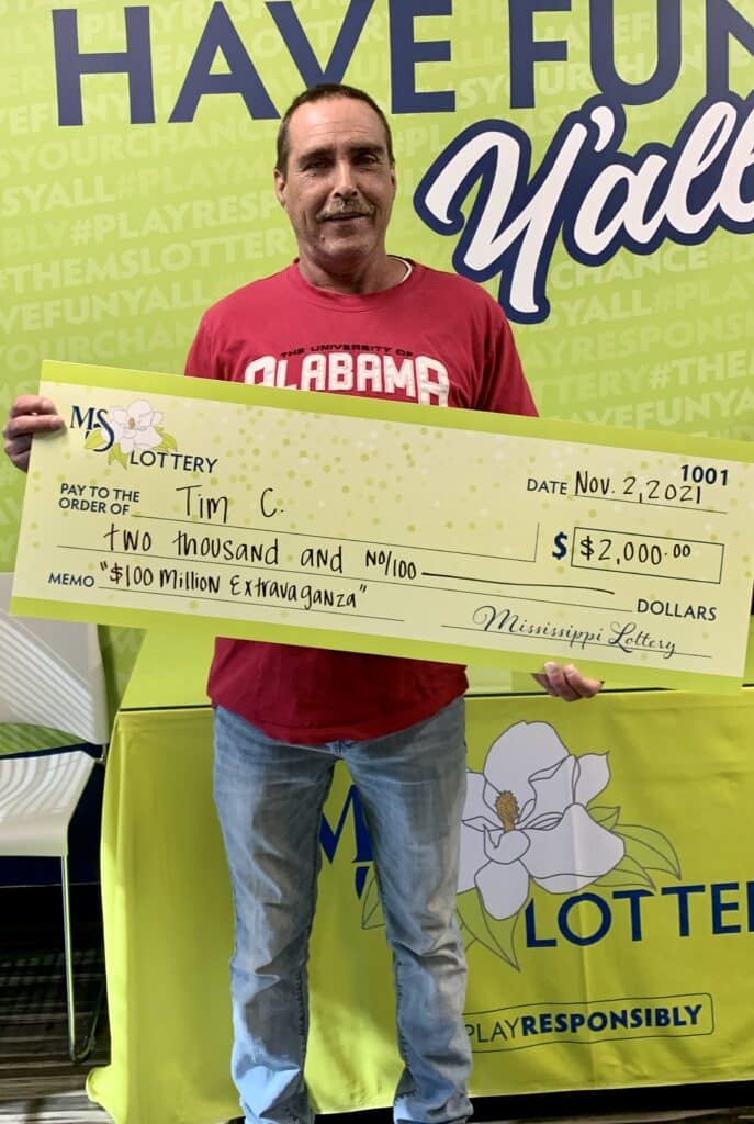 Tim C. of Iuka won $2,000 on a $100 Million Extravaganza scratch-off game purchased from Sprint Mart #41 on W. Quitman St., Iuka.