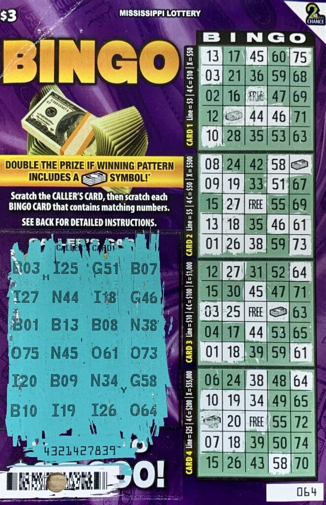 A Nettleton man won $1,000 on a Bingo scratch-off game purchased from One Stop Market on Mitchell St., Guntown.