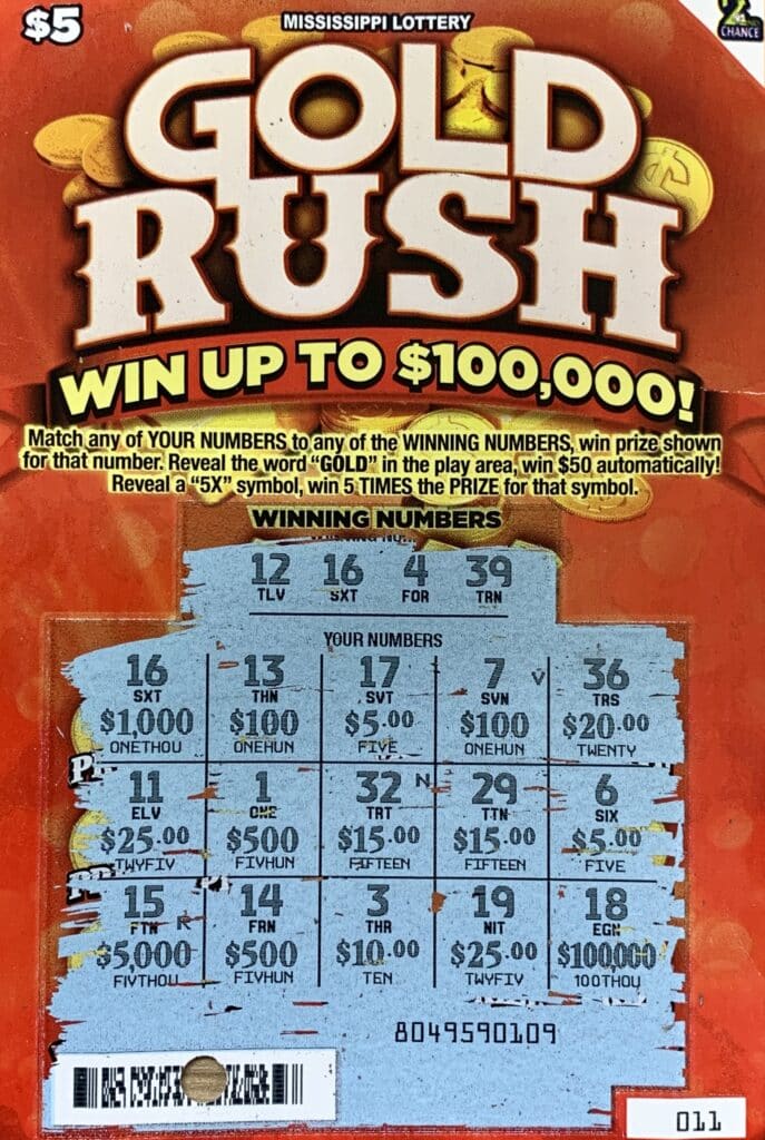 A Nettleton man won $1,000 on a Gold Rush scratch-off game purchased from Sprint Mart #5 on Hwy. 145, Nettleton.