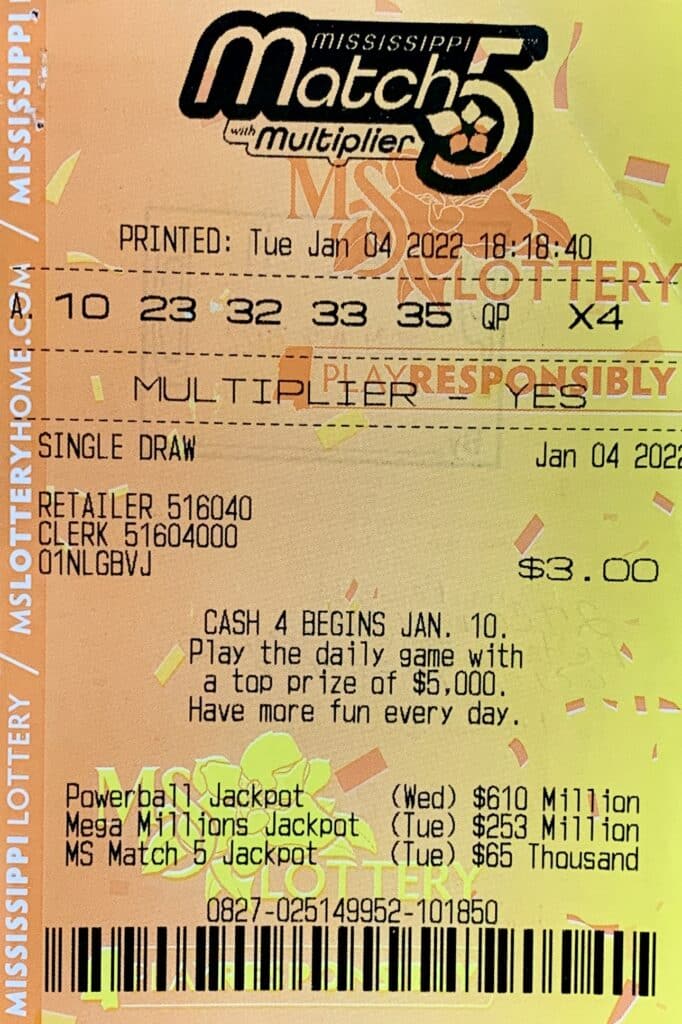 A Petal woman won $800 on a Mississippi Match 5 ticket with Multiplier, single draw for Jan. 4, purchased from Murphy Oil USA #8503 on Tyner Rd., Petal.