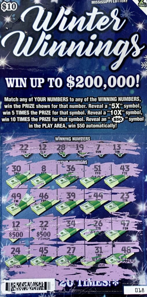 A Pass Christian woman won $1,000 on a $10 Winter Winnings scratch-off game purchased from Sai Shell on 25th Ave., Gulfport.