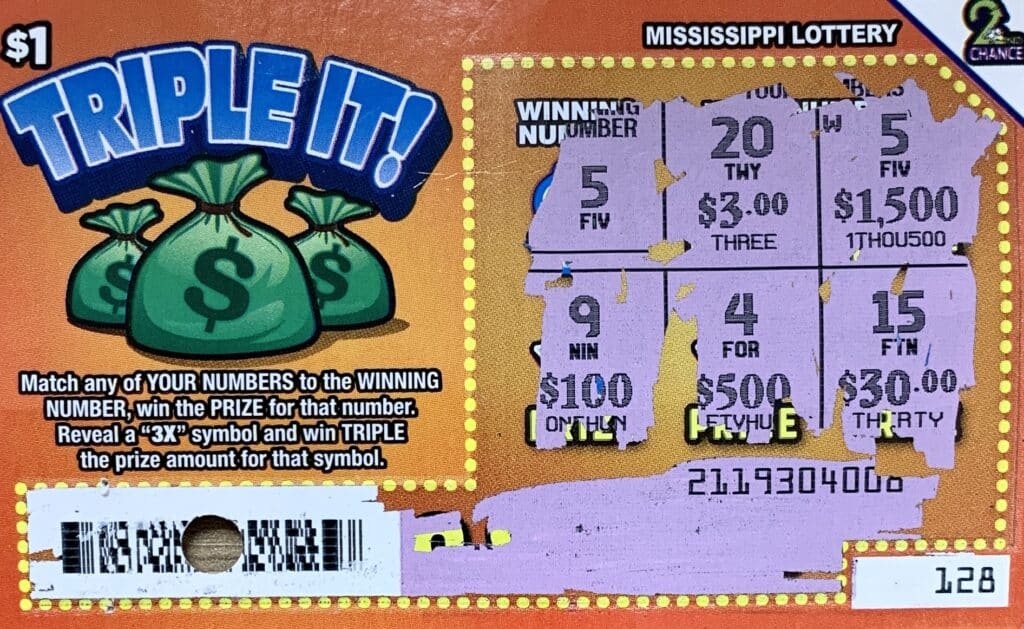 A Mount Olive player won $1,500 on a $1 Triple It scratch-off game purchased from Keith’s Superstore #150 LLC on Hwy. 49, Hattiesburg.